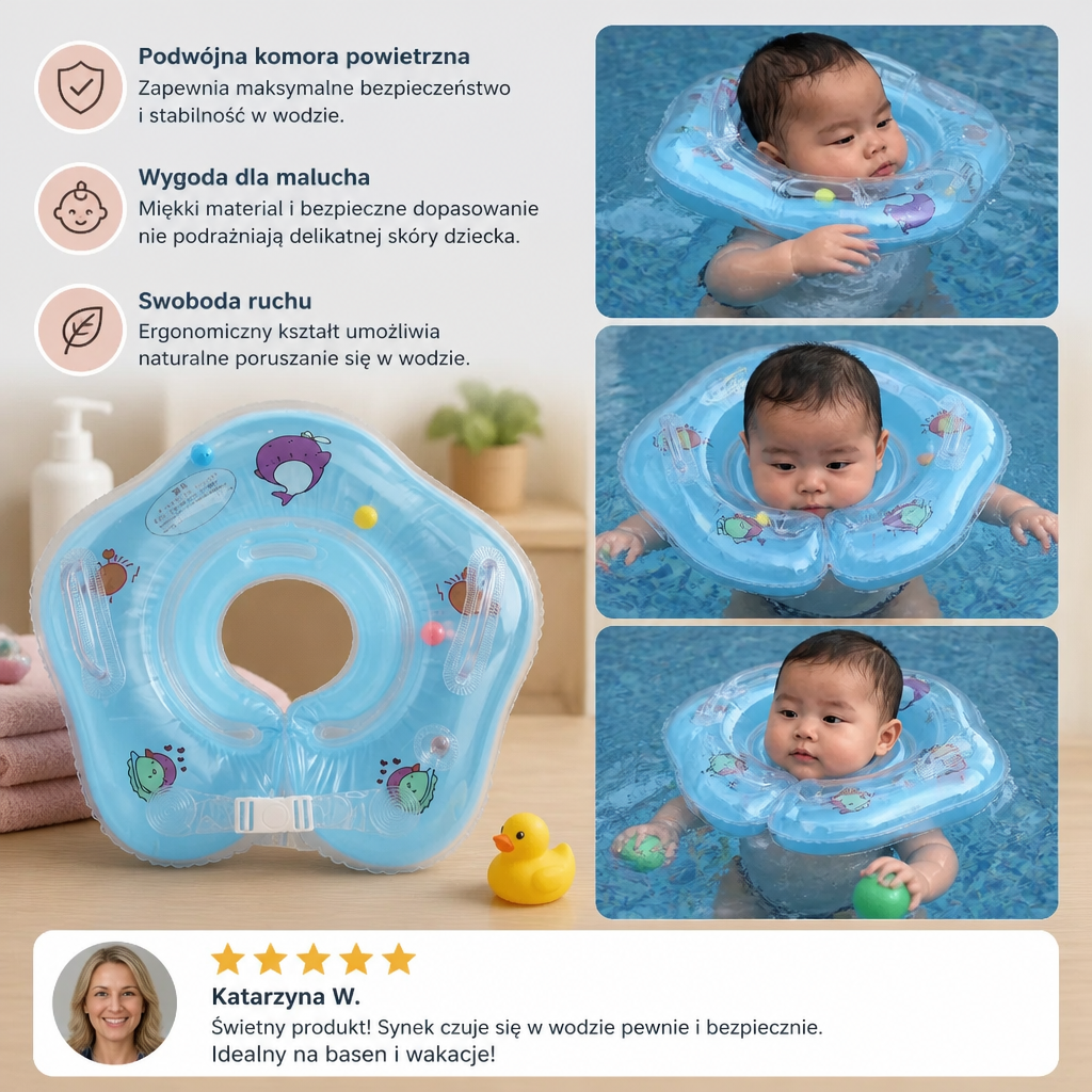 Dmuchany Nackenschwimmring dla Dzieci z Podwójną Komorą Powietrzną
