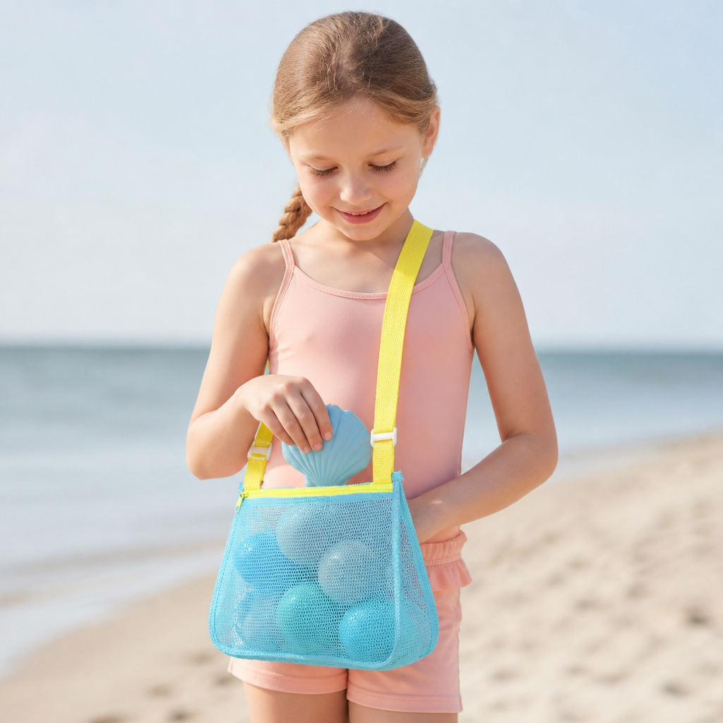 Siatkowa torba plażowa i basenowa dla dzieci na zabawki i akcesoria