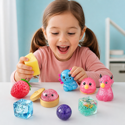 Zestaw Premium Miękkich Zabawek Fidget Squishy – 8 Zabawek Sensorycznych