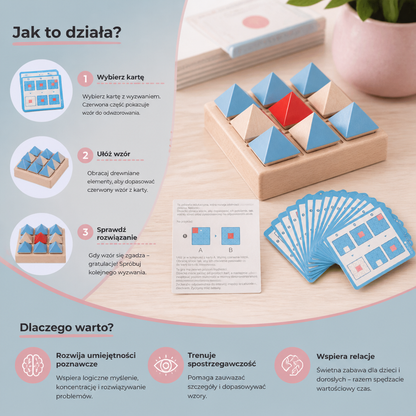 Drewniane Puzzle z Geometrycznymi Wzorami – Gra Rozwijająca Logikę i Myślenie Przestrzenne