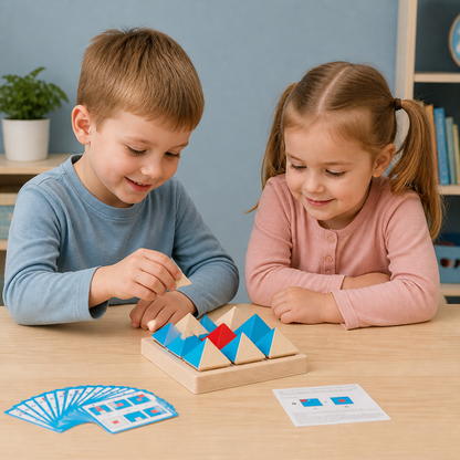 Drewniane Puzzle z Geometrycznymi Wzorami – Gra Rozwijająca Logikę i Myślenie Przestrzenne
