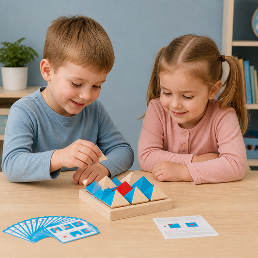 Drewniane Puzzle z Geometrycznymi Wzorami – Gra Rozwijająca Logikę i Myślenie Przestrzenne