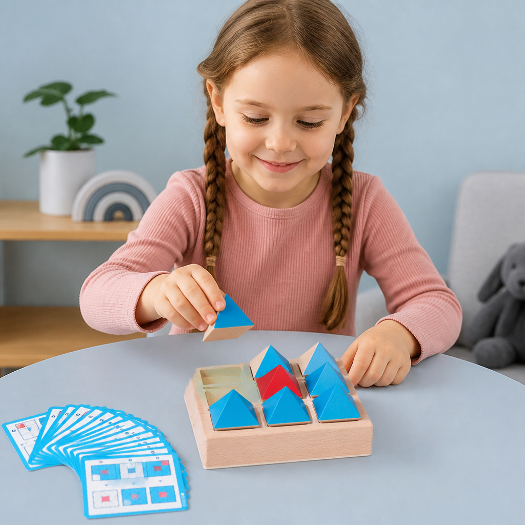 Drewniane Puzzle z Geometrycznymi Wzorami – Gra Rozwijająca Logikę i Myślenie Przestrzenne