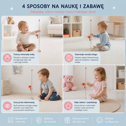 Drewniana Zabawka Edukacyjna z Dzięciołem dla Dzieci