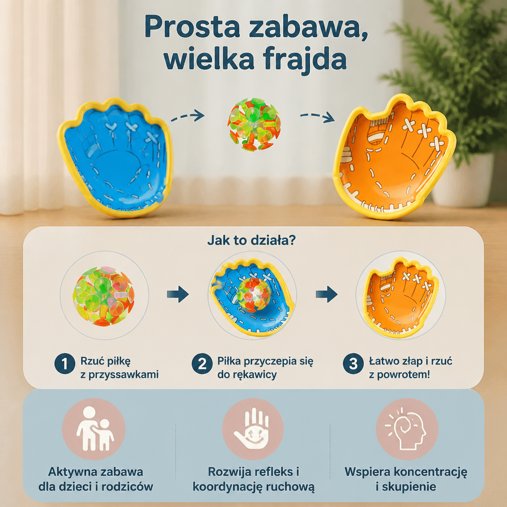 Zestaw do Gry w Łapanie Piłki z Przyssawką dla Dzieci