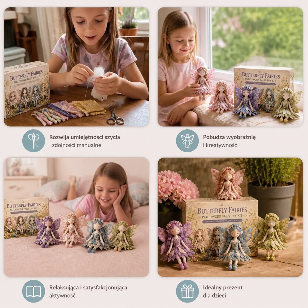 Zestaw DIY do szycia wróżek dla dzieci – Stwórz magiczne laleczki wróżki z tkaniny, akcesoriów i instrukcji