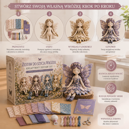 Zestaw DIY do szycia wróżek dla dzieci – Stwórz magiczne laleczki wróżki z tkaniny, akcesoriów i instrukcji