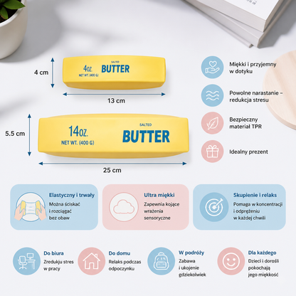 Jumbo Squishy Butter Stick – Wolno Powracająca Piłeczka Antystresowa i Sensoryczna Zabawka Fidget