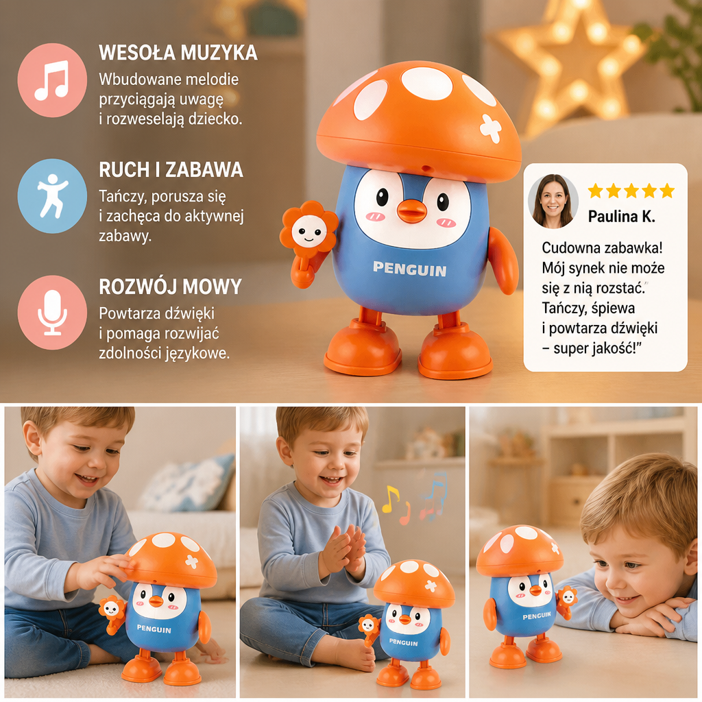 Interaktywna Mówiąca i Tańcząca Zabawka Pingwin z Muzyką