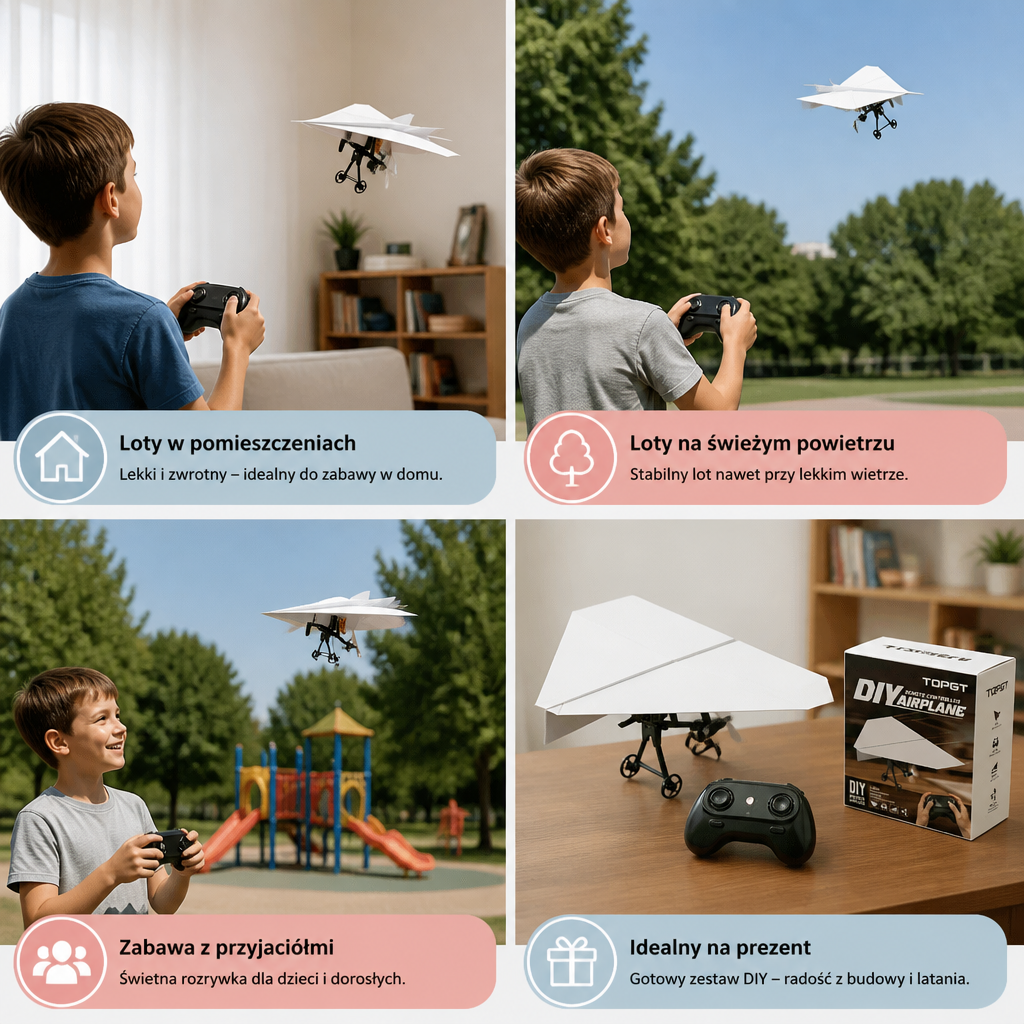Zestaw DIY do zdalnie sterowanych papierowych samolotów