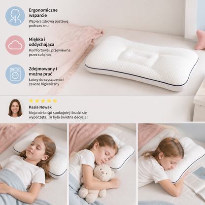 Ergonomiczna Poduszka Dziecięca z Pianki Memory z Podparciem Karku