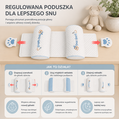 Regulowana Poduszka Profilująca Główkę Niemowlęcia z Wypełnieniem z Prosa