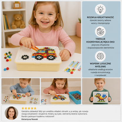 Montessoriowa Tablica Mozaikowa z Kołeczkami do Nauki