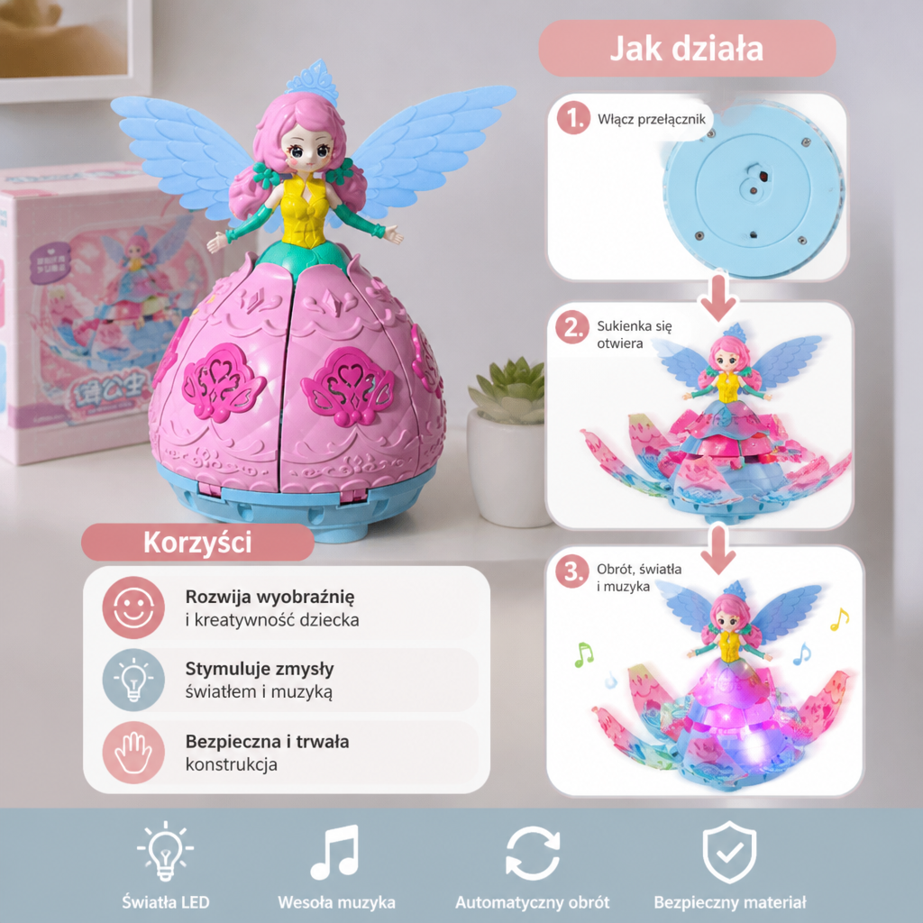 Magiczna Tańcząca Lalka Księżniczka Kwiatów