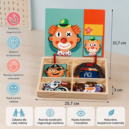 Magnetyczna Drewniana Tablica do Przebieranek i Dopasowywania – Kreatywna Zabawka Edukacyjna