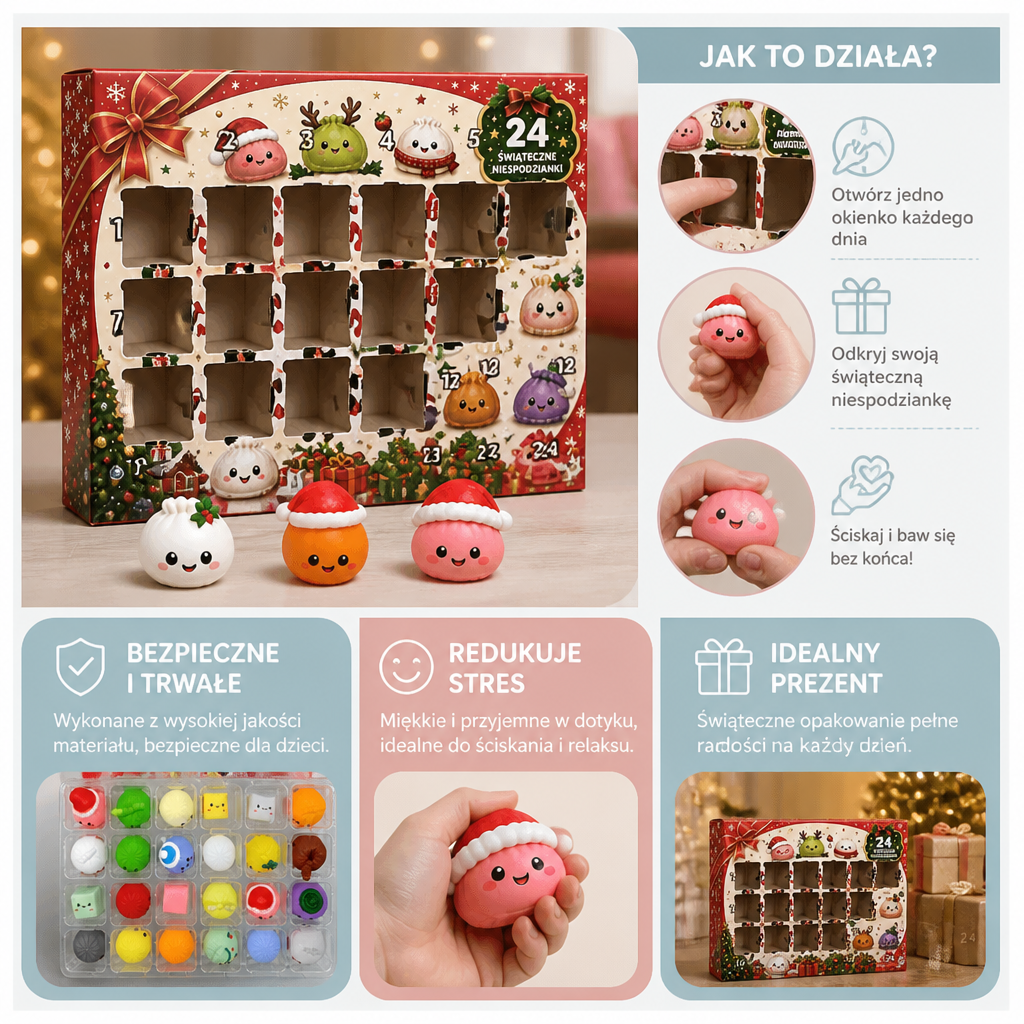 Kalendarz Adwentowy z Miniaturowymi Zgniatanymi Zabawkami Dumpling