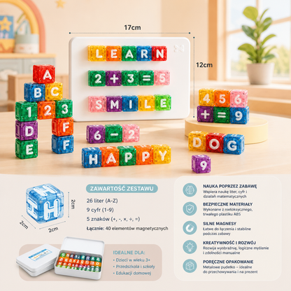 40-elementowy zestaw magnetycznych liter i cyfr – zabawka edukacyjna Montessori STEM dla dzieci