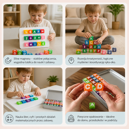 40-elementowy zestaw magnetycznych liter i cyfr – zabawka edukacyjna Montessori STEM dla dzieci