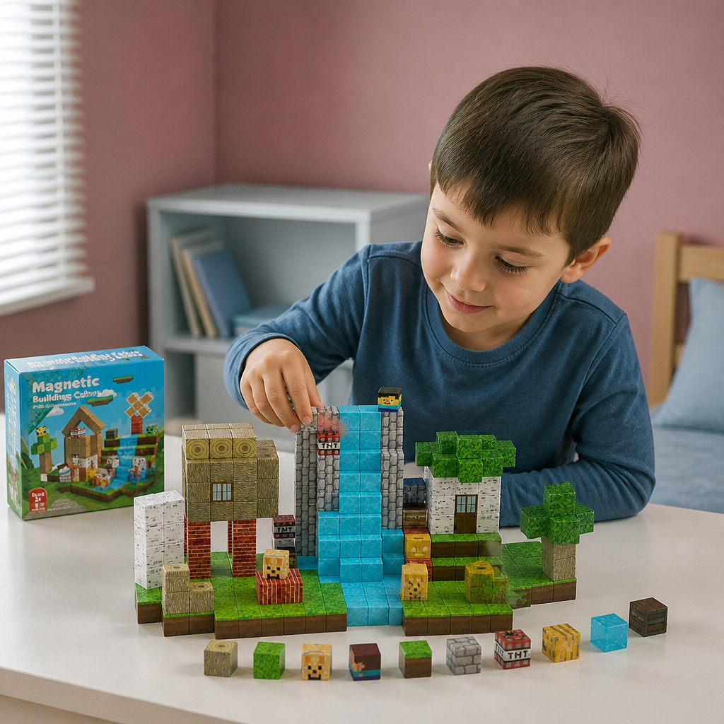 100-elementowy Zestaw Magnetycznych Klocków Konstrukcyjnych – Montessori STEM Zabawka Konstrukcyjna dla Dzieci