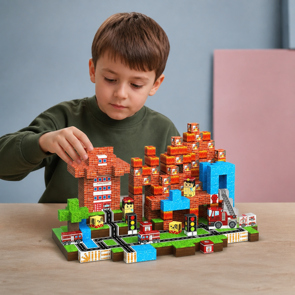100-elementowy Zestaw Magnetycznych Klocków Konstrukcyjnych – Montessori STEM Zabawka Konstrukcyjna dla Dzieci