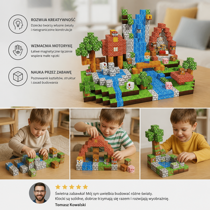100-elementowy Zestaw Magnetycznych Klocków Konstrukcyjnych – Montessori STEM Zabawka Konstrukcyjna dla Dzieci