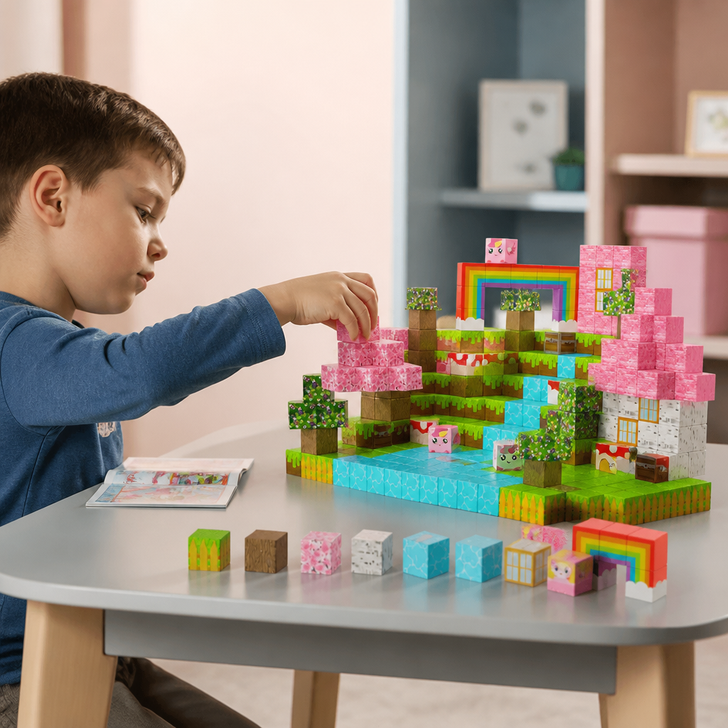 100-elementowy Zestaw Magnetycznych Klocków Konstrukcyjnych – Montessori STEM Zabawka Konstrukcyjna dla Dzieci