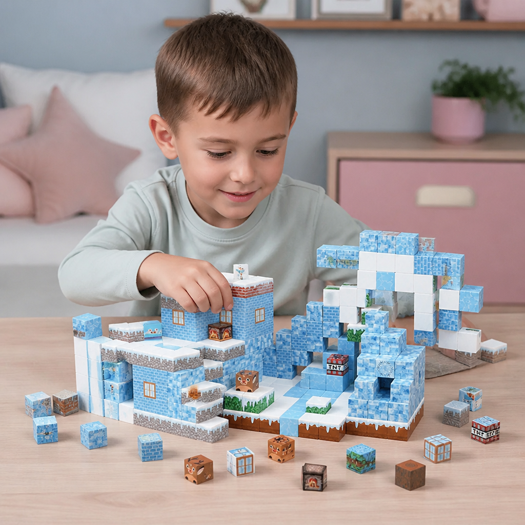 100-elementowy Zestaw Magnetycznych Klocków Konstrukcyjnych – Montessori STEM Zabawka Konstrukcyjna dla Dzieci