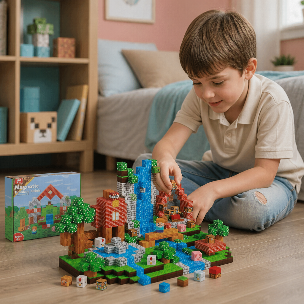 100-elementowy Zestaw Magnetycznych Klocków Konstrukcyjnych – Montessori STEM Zabawka Konstrukcyjna dla Dzieci
