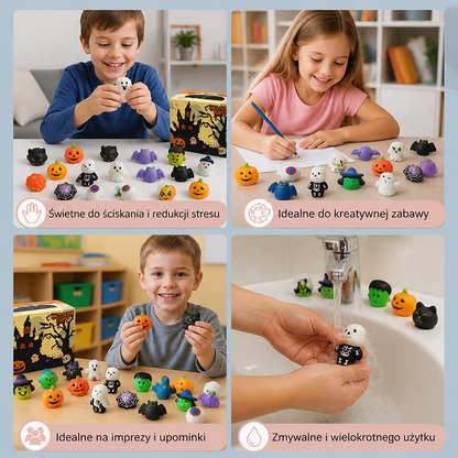 Zmywalny i wielokrotnego użytku zestaw halloweenowych zabawek Squishy na upominki imprezowe i Halloweenowe zbieranie słodyczy