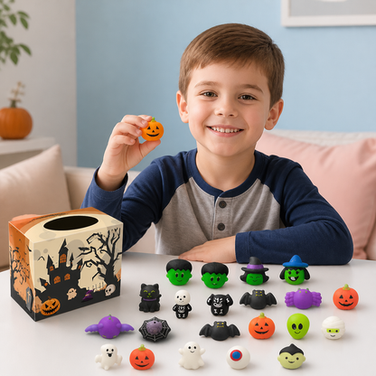 Zmywalny i wielokrotnego użytku zestaw halloweenowych zabawek Squishy na upominki imprezowe i Halloweenowe zbieranie słodyczy
