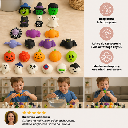 Zmywalny i wielokrotnego użytku zestaw halloweenowych zabawek Squishy na upominki imprezowe i Halloweenowe zbieranie słodyczy