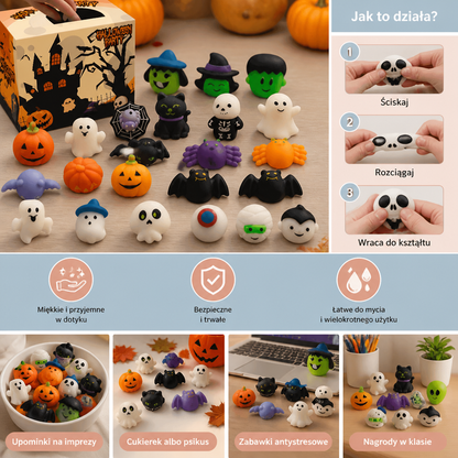 Zmywalny i wielokrotnego użytku zestaw halloweenowych zabawek Squishy na upominki imprezowe i Halloweenowe zbieranie słodyczy
