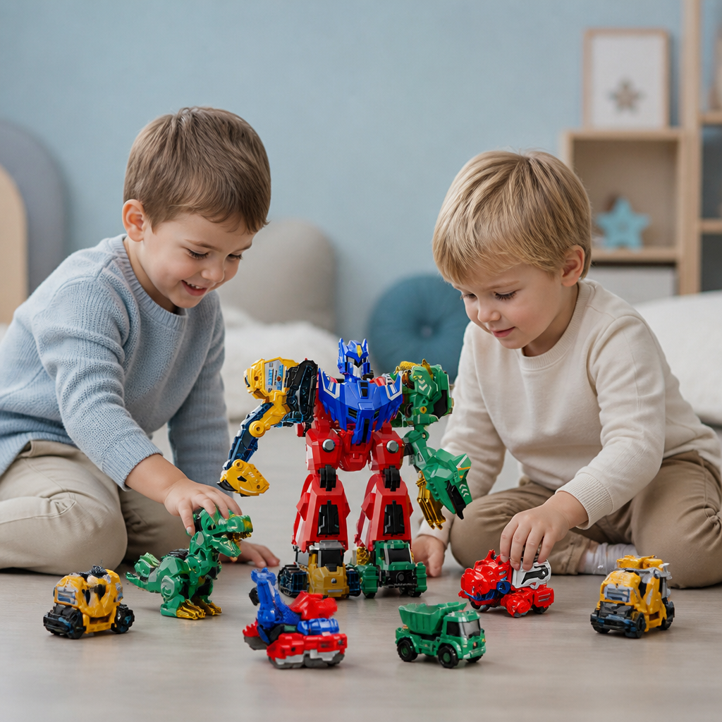 6-w-1 Magnetyczna Zabawka Transformująca – Zbuduj 6 Pojazdów, 3 Dinozaury i 1 Robota