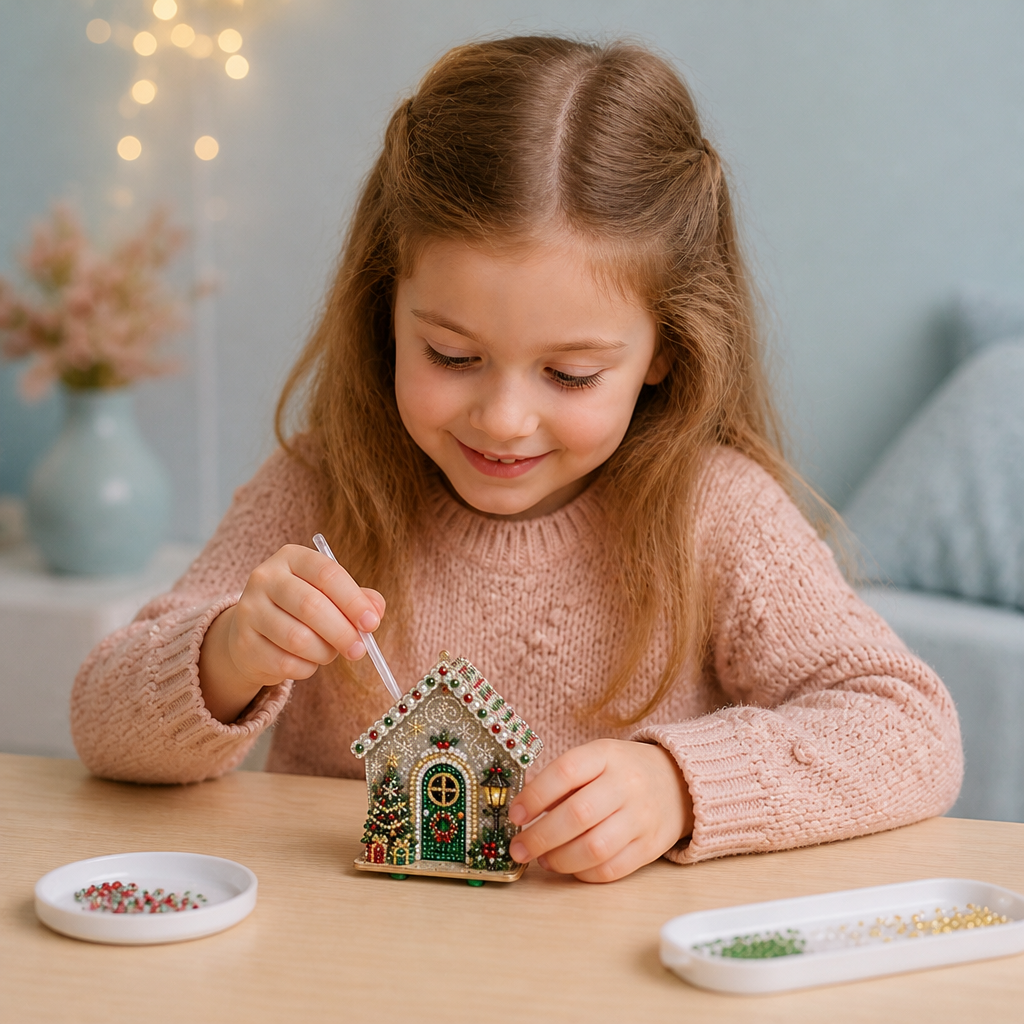 DIY Drewniany Domek z Piernika 3D – Zestaw do Układania i Diamond Art