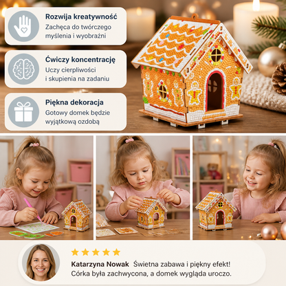 DIY Drewniany Domek z Piernika 3D – Zestaw do Układania i Diamond Art