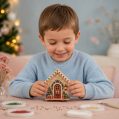 DIY Drewniany Domek z Piernika 3D – Zestaw do Układania i Diamond Art