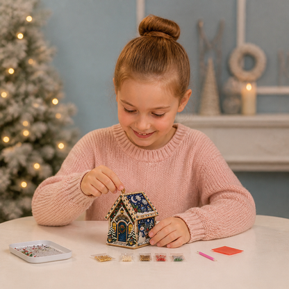 DIY Drewniany Domek z Piernika 3D – Zestaw do Układania i Diamond Art