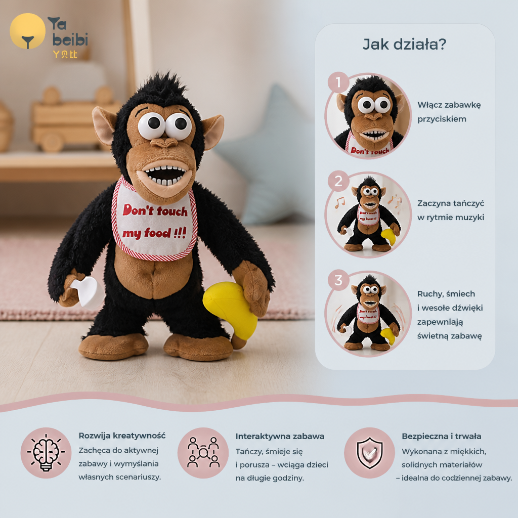 Tańcząca pluszowa małpka z bananem