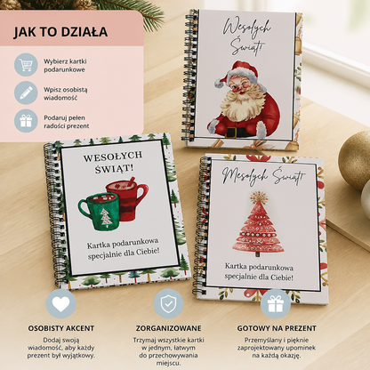 Książeczka na Karty Podarunkowe DIY na Boże Narodzenie – Świąteczny Organizer na Prezenty w Oprawie Spiralnej