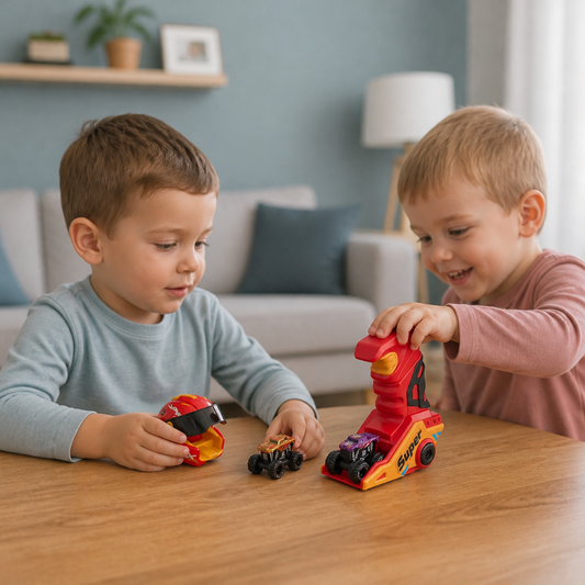 Jednoklikowa wyrzutnia monster trucków z kaskiem i uchwytem