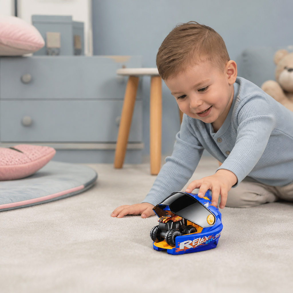 Jednoklikowa wyrzutnia monster trucków z kaskiem i uchwytem