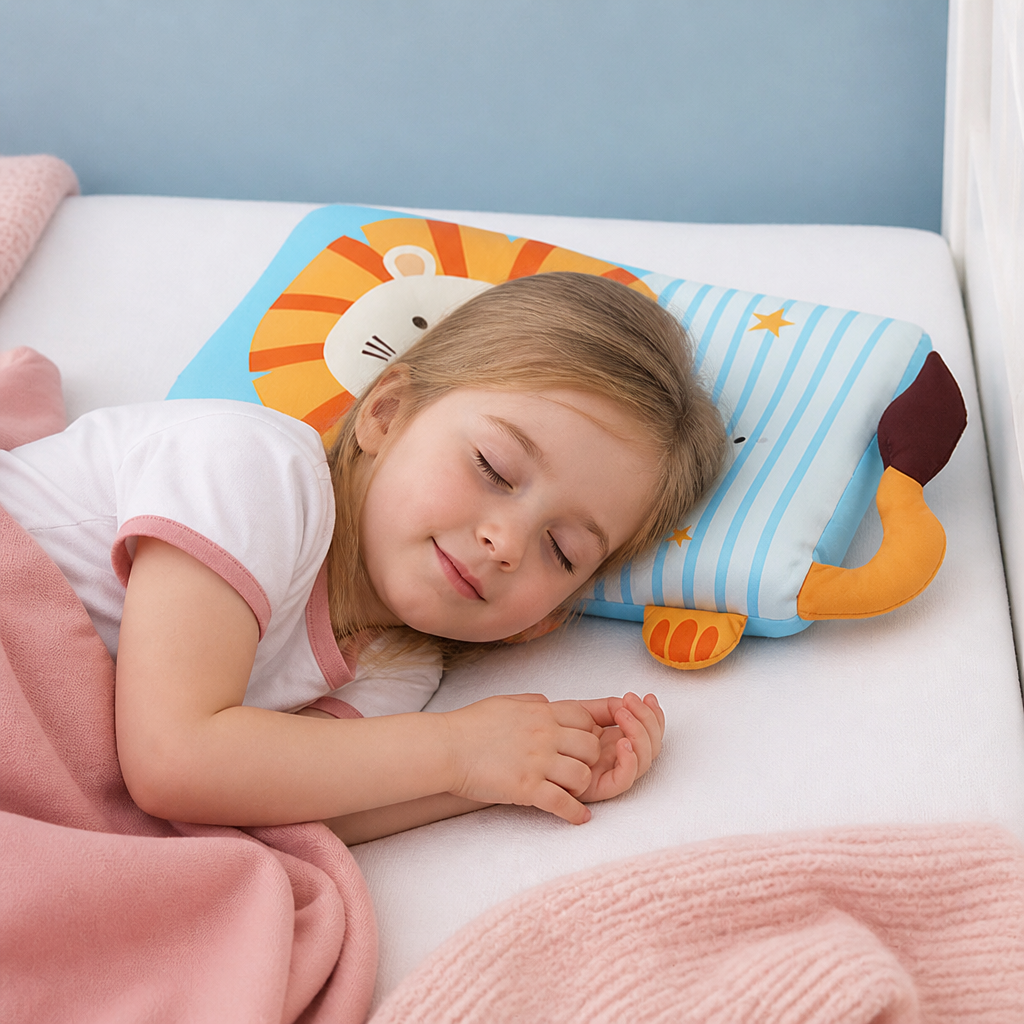 Uspokajająca ergonomiczna poduszka dla dzieci z poszewką w zwierzęcy wzór