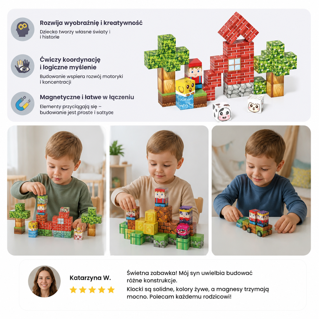 40-elementowy zestaw magnetycznych klocków dla dzieci – idealny na podróż
