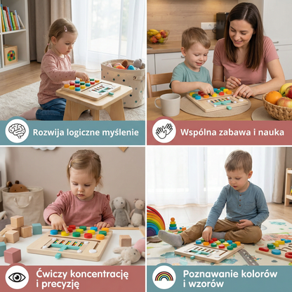 Czterokolorowa drewniana gra Montessori