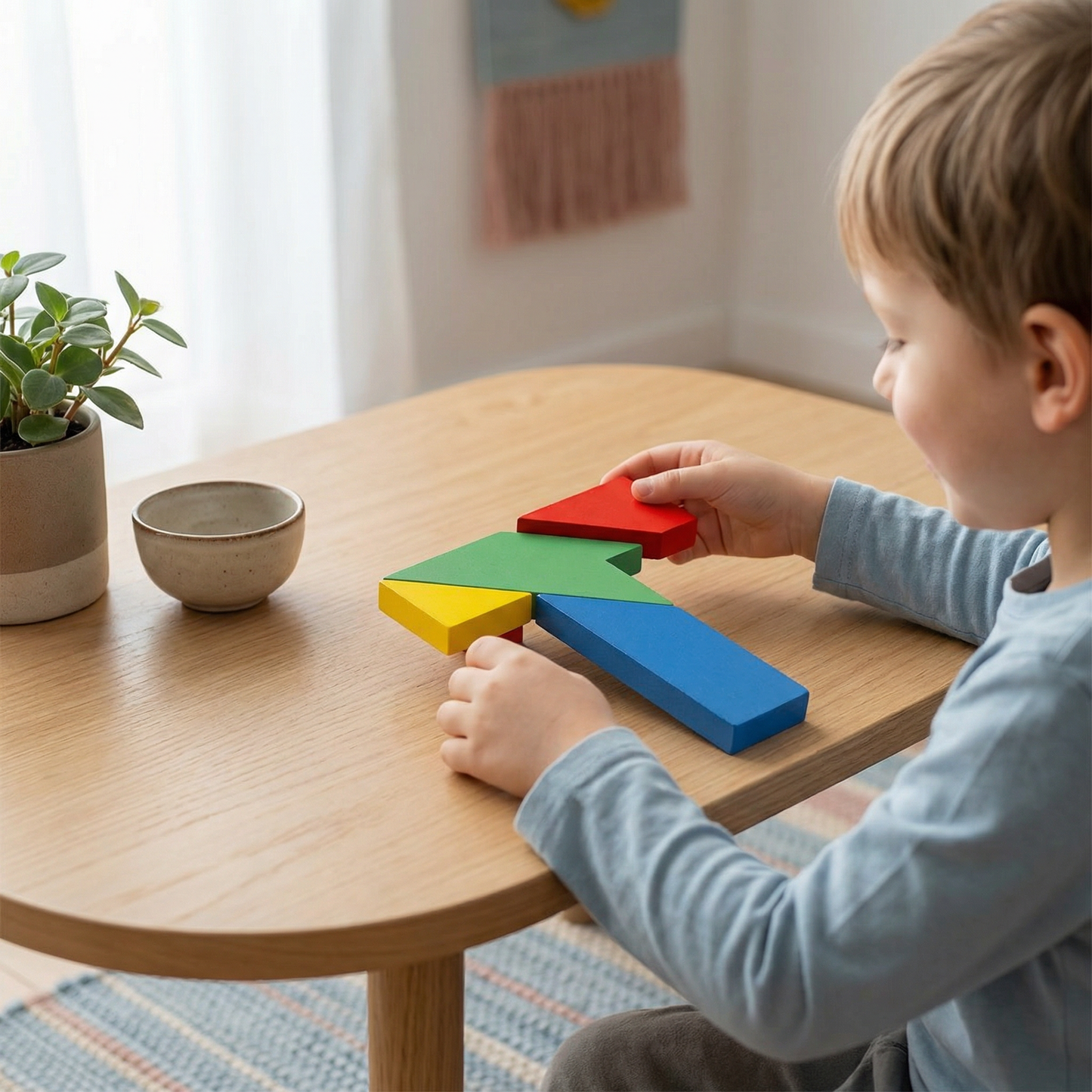 Drewniane puzzle Tangram – Montessori geometryczna zabawka edukacyjna dla dzieci