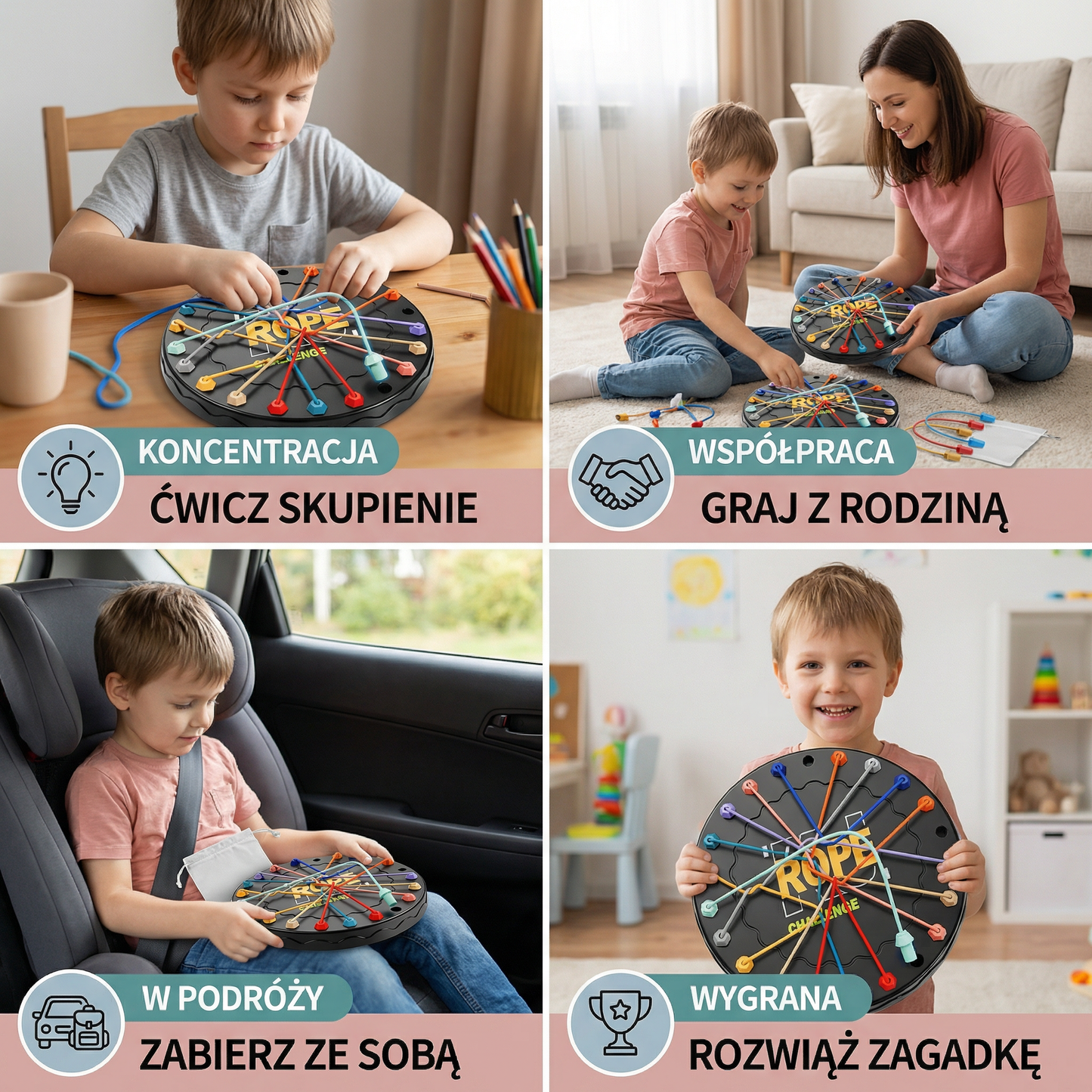 Gra logiczna z węzłami i liną – gra strategiczno-logiczna dla dzieci