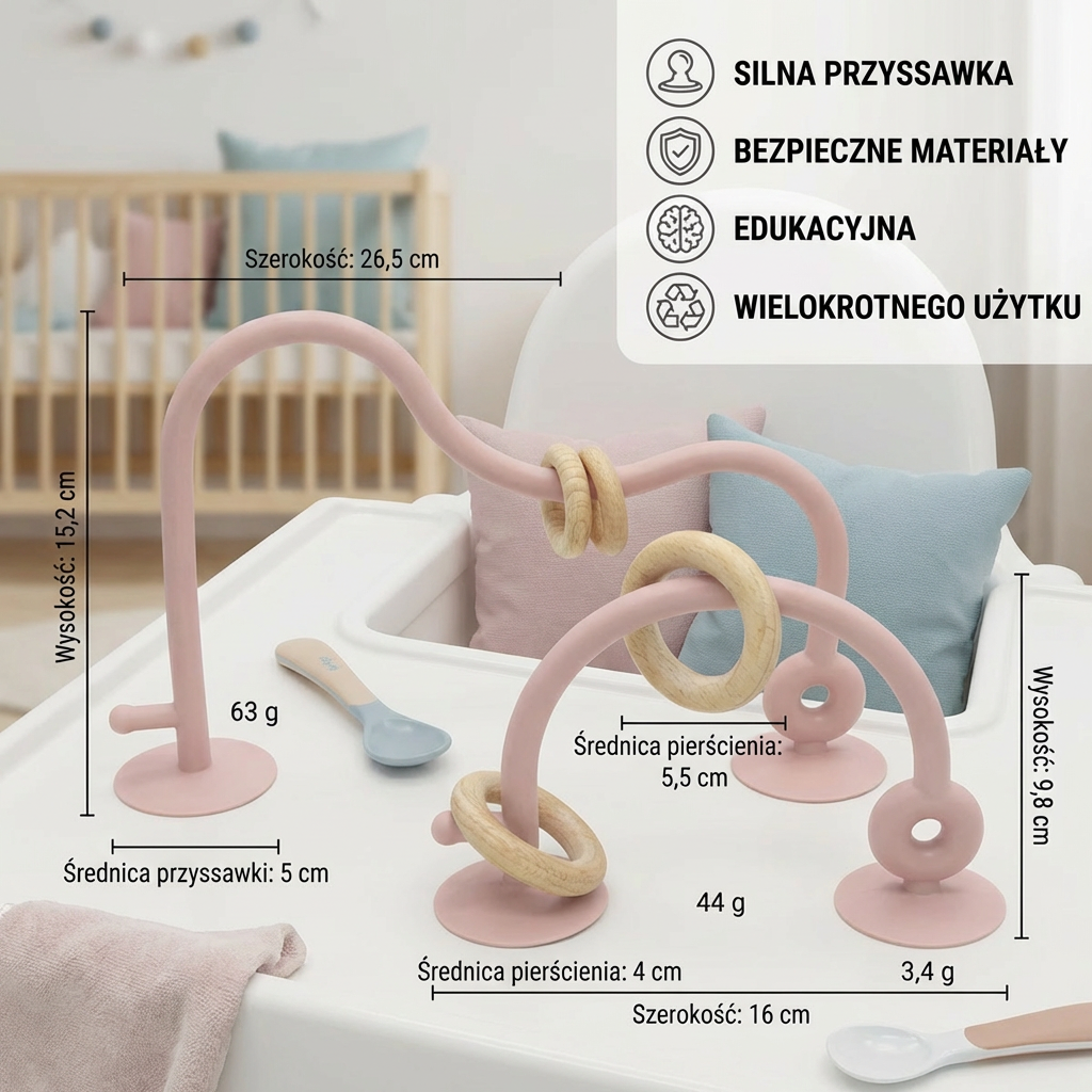 Silikonowa zabawka sensoryczna dla niemowląt – edukacyjna zabawka z przyssawką do stołu i krzesełka do karmieni