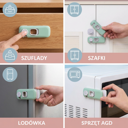 2-pak zabezpieczeń dziecięcych do szafek, lodówki i szuflad – wielofunkcyjne blokady bezpieczeństwa dla niemowląt i dzieci