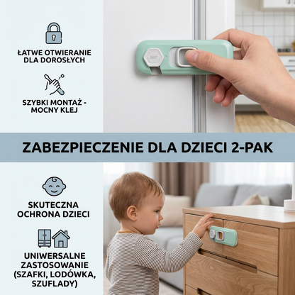 2-pak zabezpieczeń dziecięcych do szafek, lodówki i szuflad – wielofunkcyjne blokady bezpieczeństwa dla niemowląt i dzieci