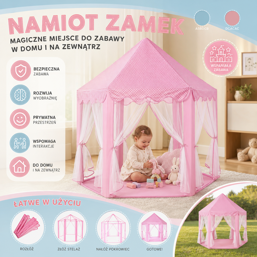 Namiot do zabawy „Zamek Księżniczki” – do domu i ogrodu